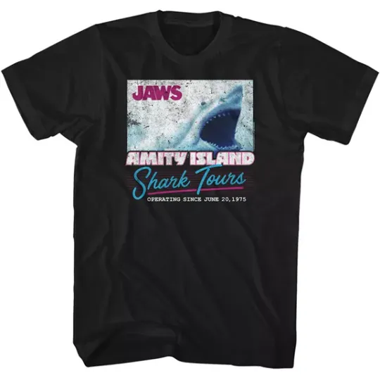 Discover Jaws 70's Thriller Movie Amity Island Shark Tours Since June 1975 Men's T Shirt
