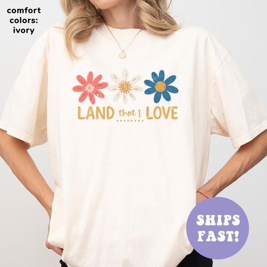 Discover Land That I Love Shirt, Floral 4th of July Shirt, Independence Day Gift
