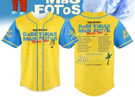 Discover Debí Tirar Más Fotos World Tour Bad Bunny Limited Edition Baseball Jersey