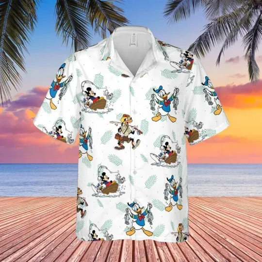 Discover Mickeyy mouse Sketch Hawaiian Shirt | Black & White Summer Beach Top