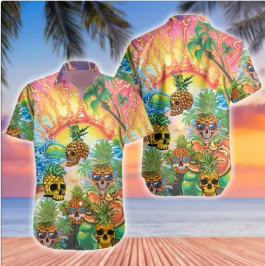 Discover Skull Pineapple Art 3D HAWAII SHIRT HALLOWEEN GIFT CHRISTMAS GIFT OVER PRINT