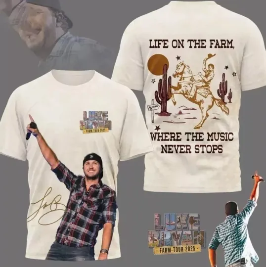 Discover Luke Bryan Farm Tour 2025 3D T-Shirt