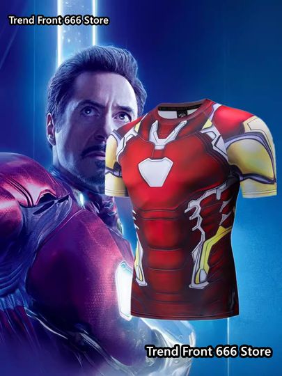 Discover Summer Men's Children The Avengerss Ironn mann Suit Pattern T-shirt