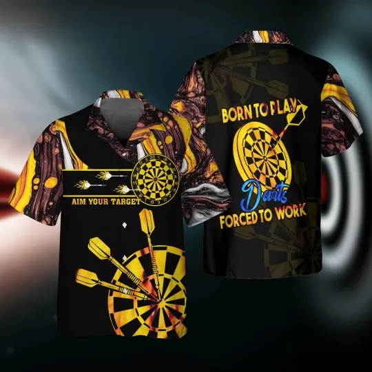 Discover Born To Play Darts 3D Hawaiian Shirt for Men and women Funny Dart Hawaiian Shirt