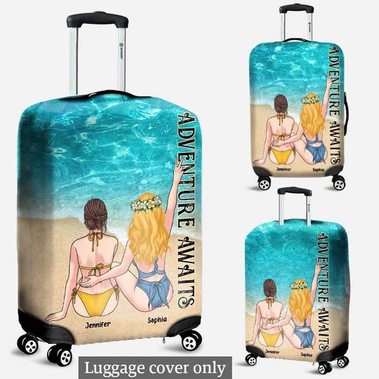 Discover Adventure Awaits - Personalized Bestie Luggage Cover