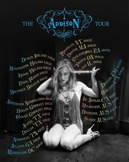 Discover Addison Rae first headlining tour 2025 Poster