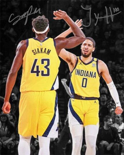 Discover Tyrese Haliburton Pascal Siakam Indiana Pacers Signed Photo Autograph Print Poster Wall Art Home Decor
