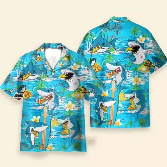 Discover Shark Eating Pizza Hawaiian Shirts