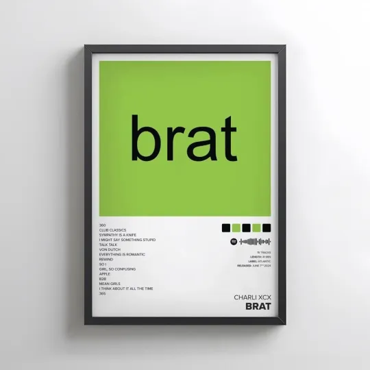 Discover Charli XCX Brat Album Cover Poster – Aesthetic Music Room Art