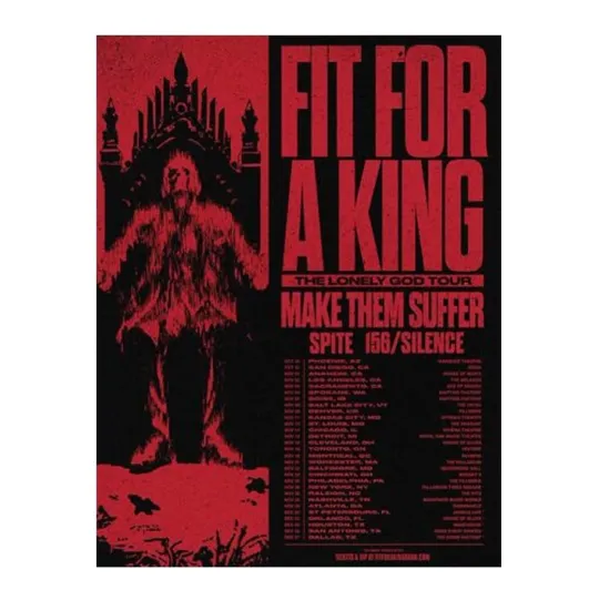 Discover Fit For A King The Lonely God Tour 2025 North America Tour Poster