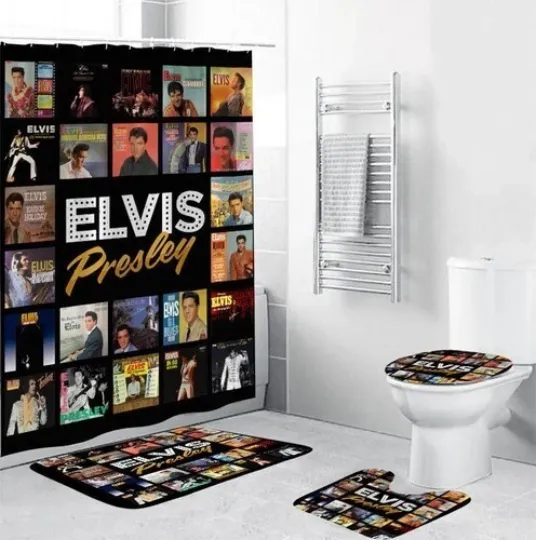 Discover Elvis Presley Shower Curtain Rock Music Legend Bathroom Decor for Retro Lovers