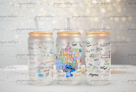 Discover D'ney Castle Stitchh 18oz Frosted Glass Can