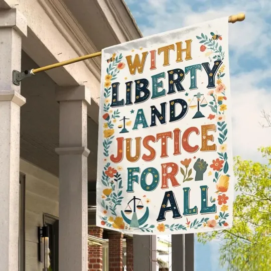 Discover With Liberty And Justice For All Resist Fascism Fight Oligarchy Political Flag