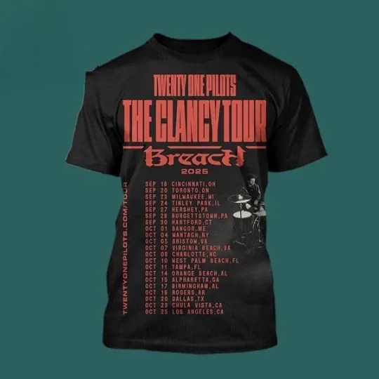 Discover Pilotss band The Clancy Tour Breach 2025 All Over Print 3D T-shirt