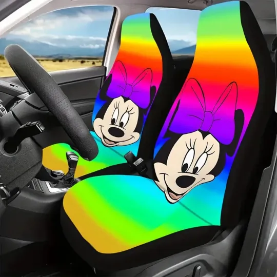 Discover Cute Minniee Mouse Face LGBT Pride Month Love Is Love Rainbow Car Seat Covers