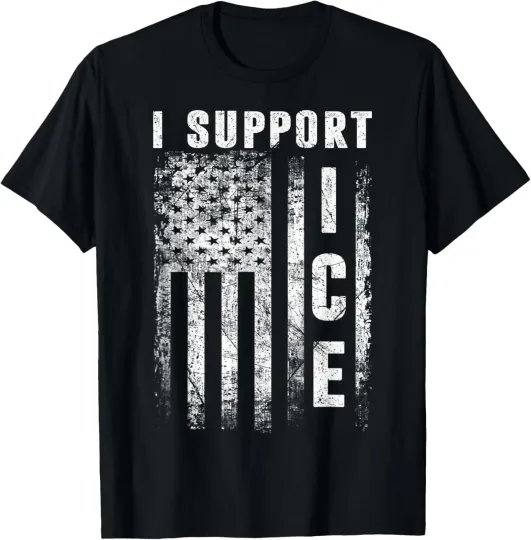 Discover I Support ICE Shirt Immigration Officers American Flag Vintage Unisex T-Shirt