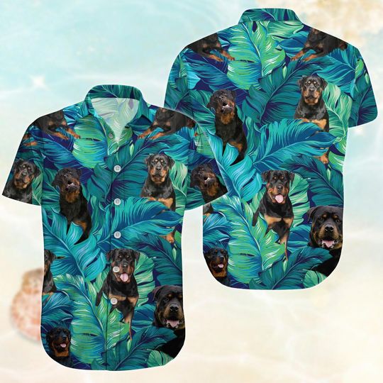 Discover Rottweiler Dog Button Shirt, Dog Family Hawaiian