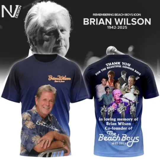 Discover In Loving Memory Of Brian Wilson The Beachh Boyss 1942-2025 3D T-Shirt