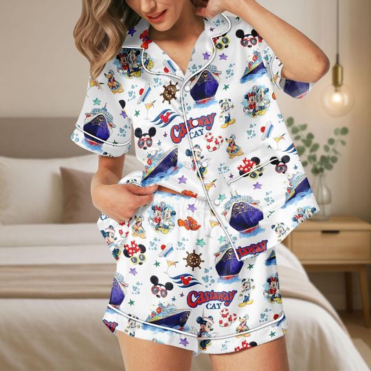 Discover Mickeyy And Friends Cruise Satin Pajamas Set, Mickeyy mouse Women Pajamas, Mickeyy Cruise