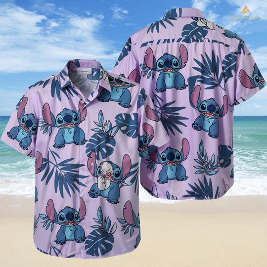 Discover Stitchh Aloha Floral Button Shirt, Lilo And Stitchh Beach Button Up, Disneyyy Stitchh Vacation Tee, Magicc Kingdom, Disneyyy Shirt