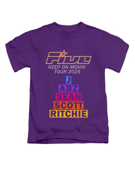 Discover Five Keep On Movin Adults T-Shirt Merch Tour Tee Boyband 90s Top