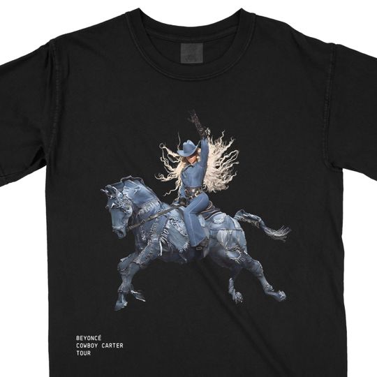 Discover Yonc Cowboy Denim Carter Tour Tee | Beyhive Fan Shirt | Chardoneigh Horse