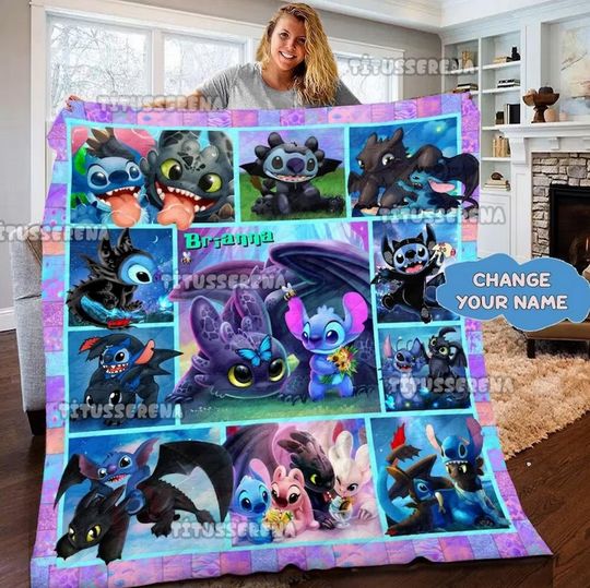 Discover Personalized Stitchh and Lilo Blanket, Cute Stitchh Blanket, Stitchh Quilt, Stitchh Christmas Gift Blanket, Personalized Kid Blanket,Baby gift