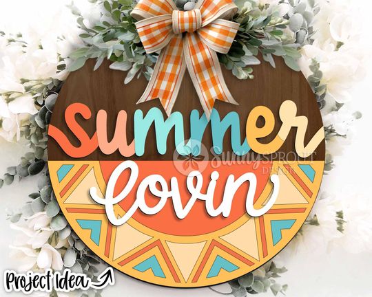 Discover Summer Lovin' Sunshine Sign, Round Wooden Signs, Summer welcome sign svg