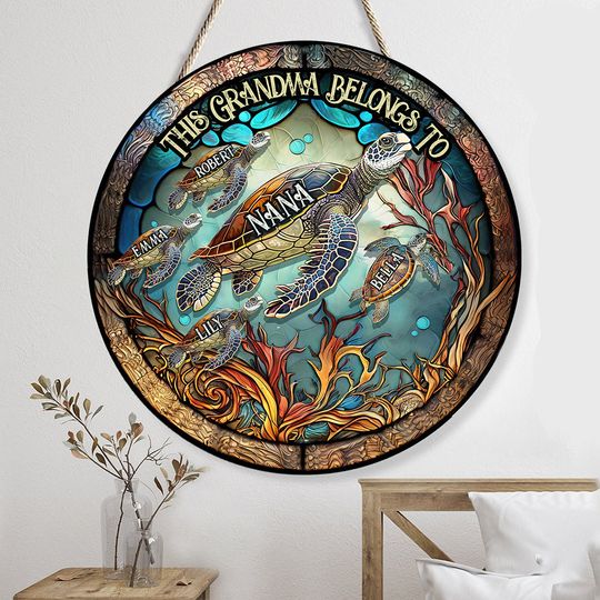 Discover This Grandma/Momma Belongs To - Personalized Grandma Round Wood Sign