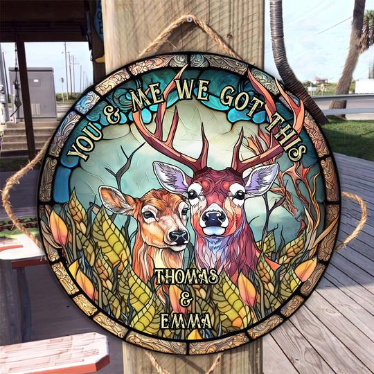 Discover You & Me We Got This - Personalized Hunting Round Wood Sign