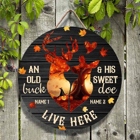 Discover An Old Buck - Hunting  Personalized  Round Wood Sign