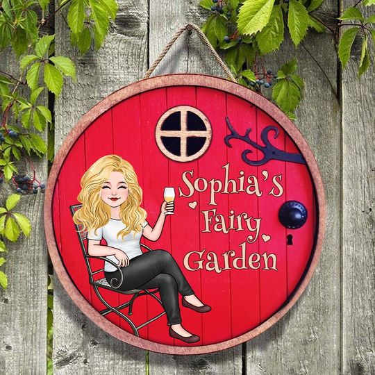 Discover Fairy Garden - Personalized Gardening Round Wood Sign