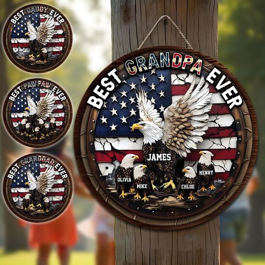 Discover Best Grandpa Papa Dad Ever - Personalized Father Round Wood Sign