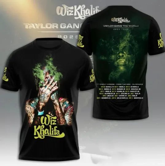 Discover Wiz Khalifa The World Tour 2025 3D AOP T-Shirt