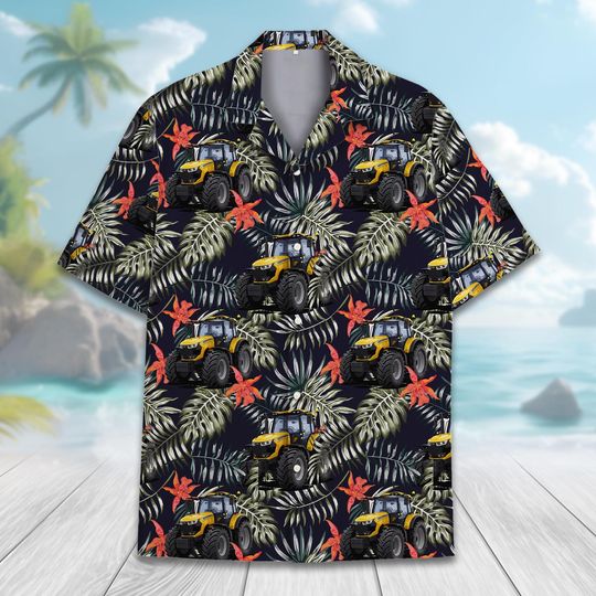 Discover Farm Tractor Hawaiian Shirt for Men Women Youth, Tropical Farmer Aloha Shirt