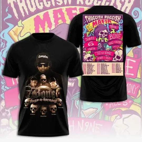 Discover Bone Thugs-N-Harmony The Thuggish Ruggish Mafia Tour 2025 3D T-shirt
