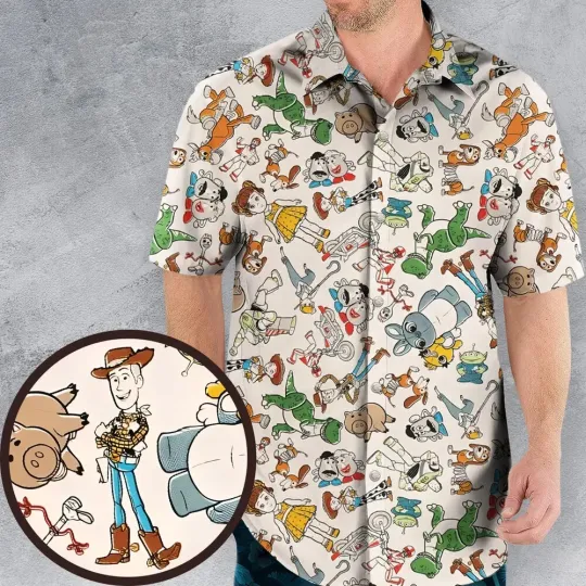 Discover Toy Stories Toss Pattern Hawaiian Shirt, Summer Hawaiian Shirt