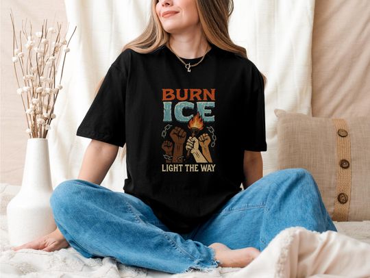 Discover Burn Ice Light The Way, Anti ICE Tee, Abolish ICE Shirt, Chinga La Migra, Anti Deportations, Activism Tee, Anti Trump Anti Maga