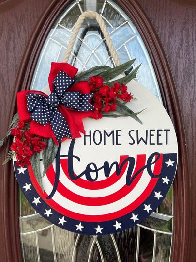 Discover Patriotic front door hanger, 4th of July front door wreath, Independence Day