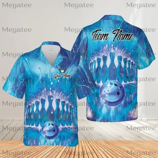 Discover Thunder Bowling Hawaiian Shirt Custom Name Matching Team Shirt Gift