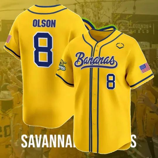 Discover Funny Savannah Bananas Jersey Yellow Olson #8 Baseball Sports