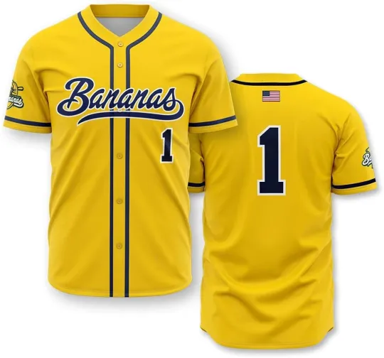 Discover Collection Savannah Bananas Baseball Jersey Team AOP 3D Yellow AOP