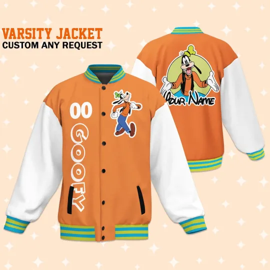 Discover Custom goofyy Orange Varsity Jacket Adult Varsity Jacket Personalized Disneyyy