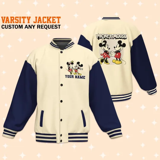 Discover Personalize Mickeyy And Minniee Mouse Classic Love Varsity Jacket Matching Basebal