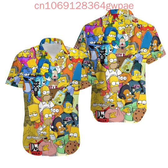 Discover Simpsons Shirt Summer Button Up Short Sleeve Resort Hawaiian Shirt