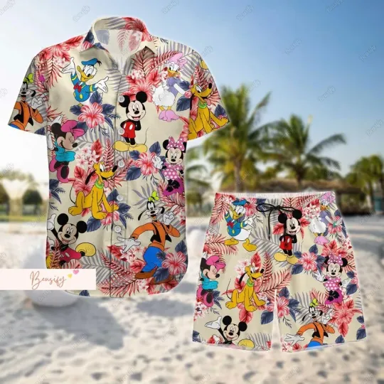 Discover 2024 Disneyyy Minniee Men Women Hawaiian Shirt Set of 2 Vintage Button Up Shirt
