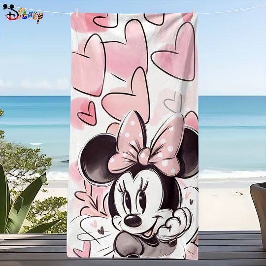 Discover Minniee heart-shaped romantic beach towelMicrofiber terry bath towels