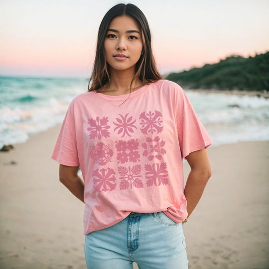 Discover Hawaiian Quilt Floral T-Shirt, Tropical Flowers & Plants
