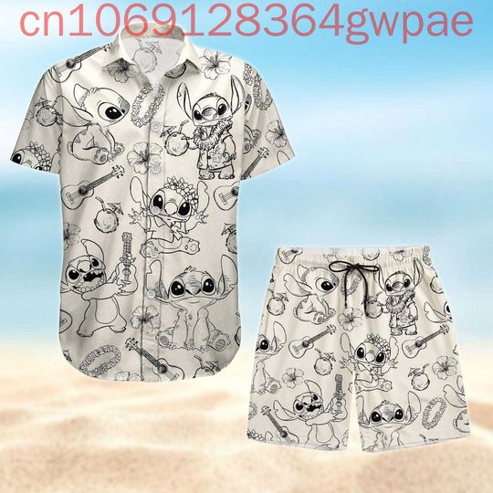 Discover Cartoon Stitchh Hawaiian Shirt and Beach Shorts Set