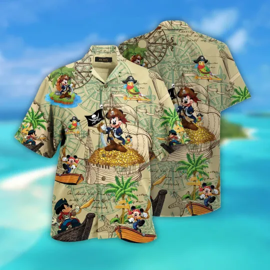 Discover Disneyyy Mickeyy Treasure Hunt Hawaiian Shirt Men's Mickeyy mouse Hawaiian Shirt